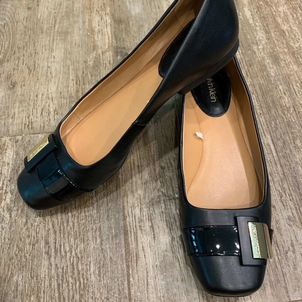 Calvin Klein Pacita Black Leather Flats